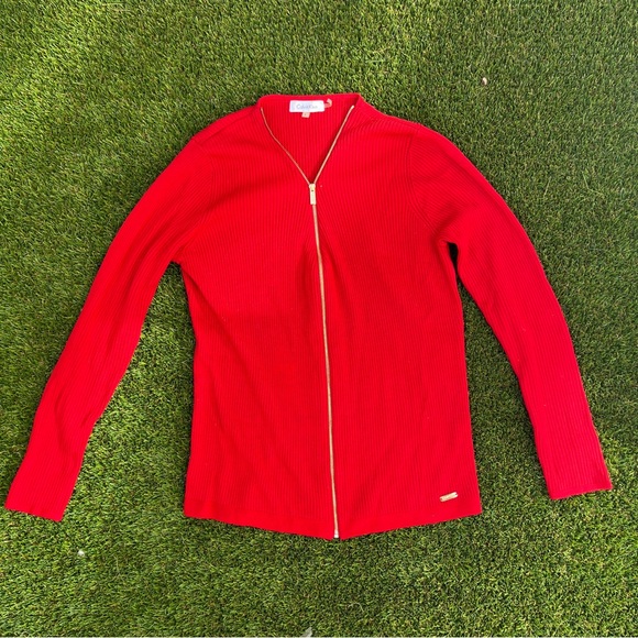 Calvin Klein Women's Cardigan Ribbed-Knit Full Zip Sweater Size Small - Picture 1 of 4